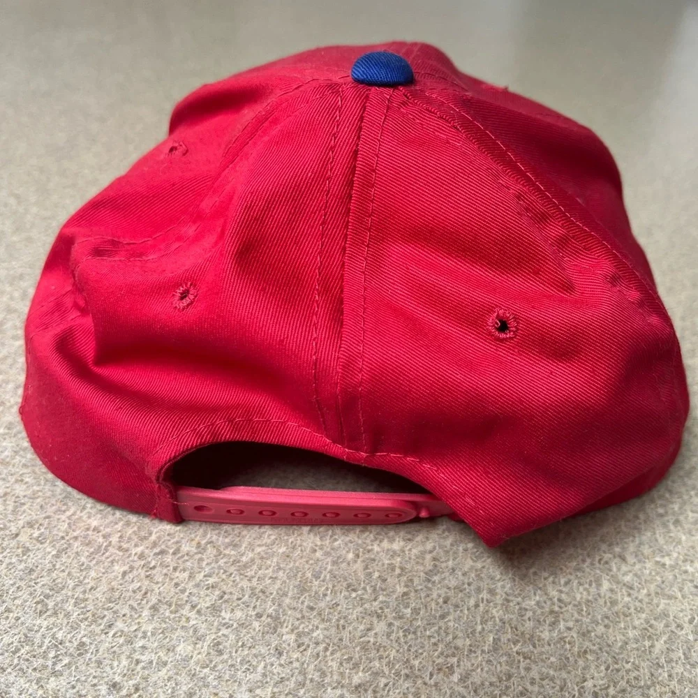 Vintage 90s Philadelphia Phillies Baseball Snapback Red Cap - Picture 4 of 8